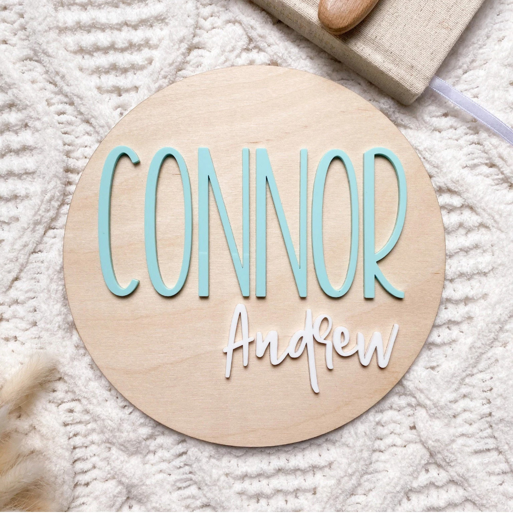 Baby Nursery Toy - Personalised Birth Announcement Plaque - Wood