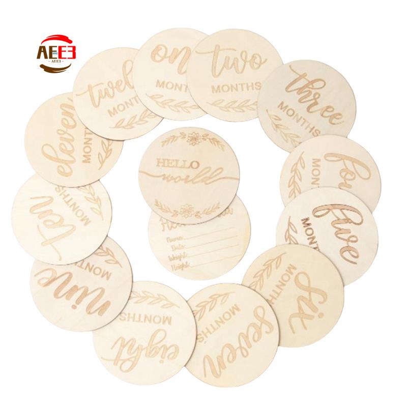 Milestone Card Set - AEE3-Wooden Milestone Cards And Discs 14Pc