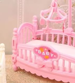 Baby Nursery Toy - 1:12 Dollhouse Miniature Mini Baby Bed