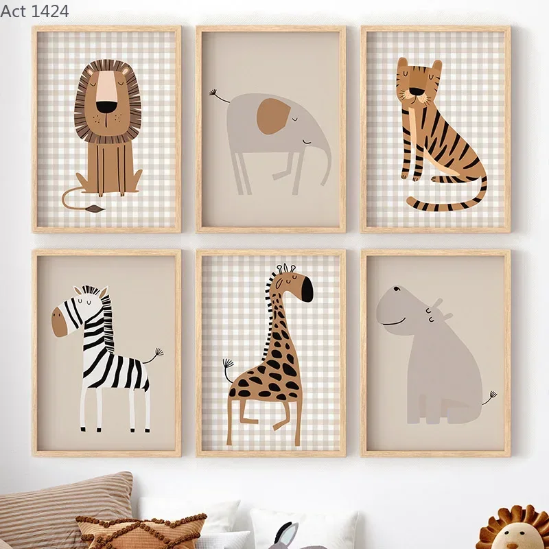 Baby Nursery Animal Prints - Lion Tiger Elephant Giraffe Jungle Animal