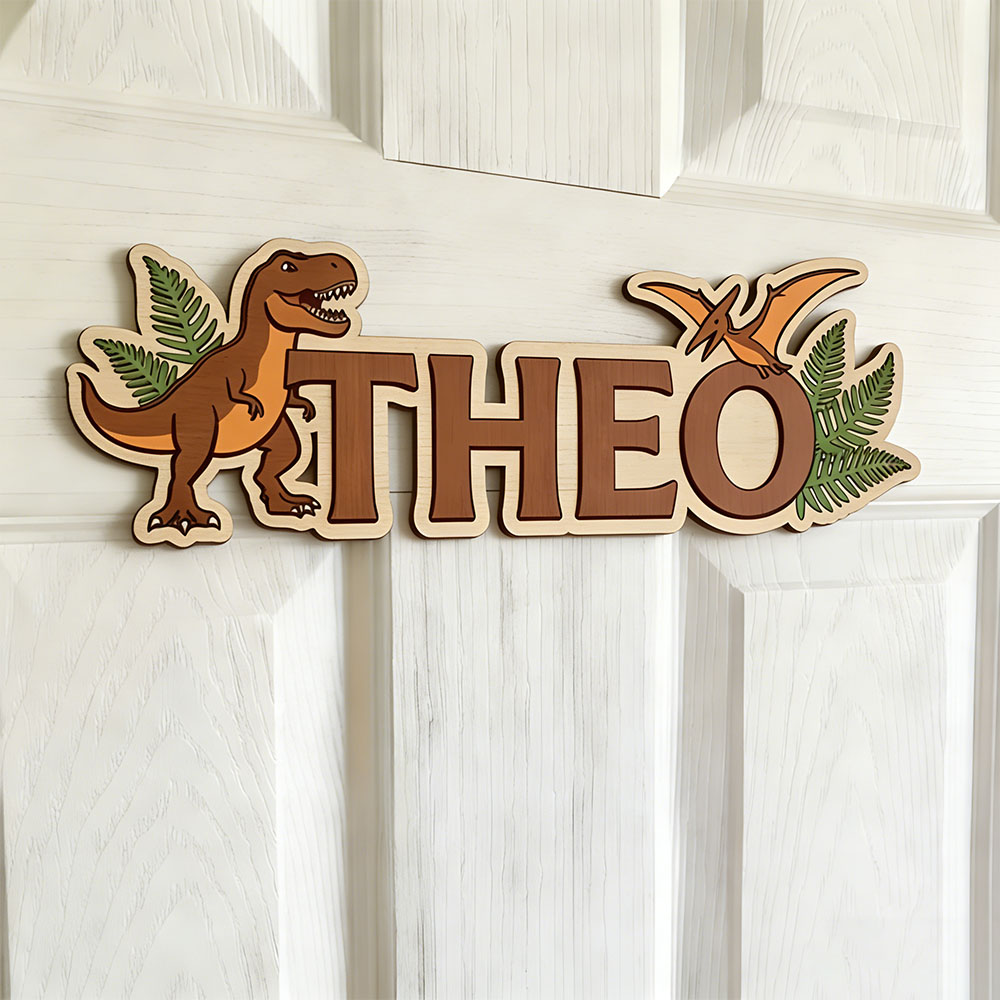 Baby Nursery Toy - Personalized Dinosaur Name Sign for The
