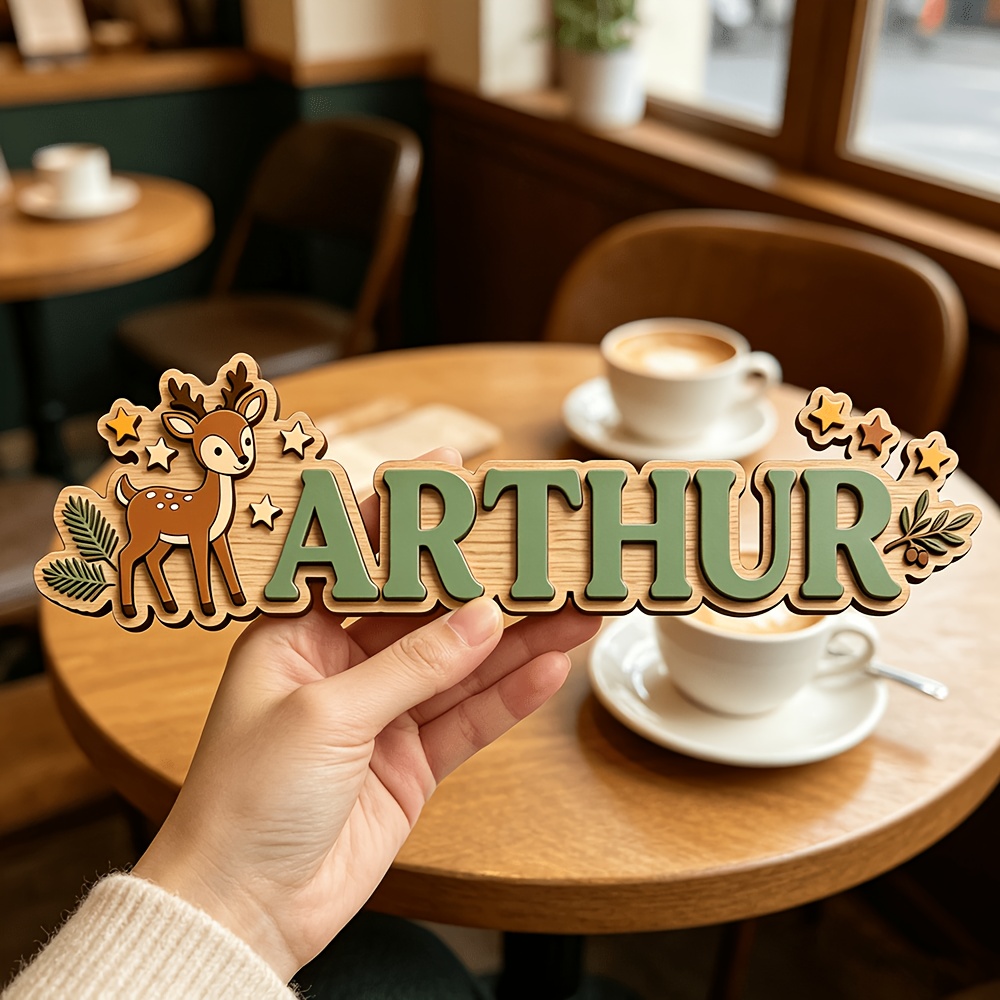 Baby Nursery Toy - Custom Deer & Star Wooden Name