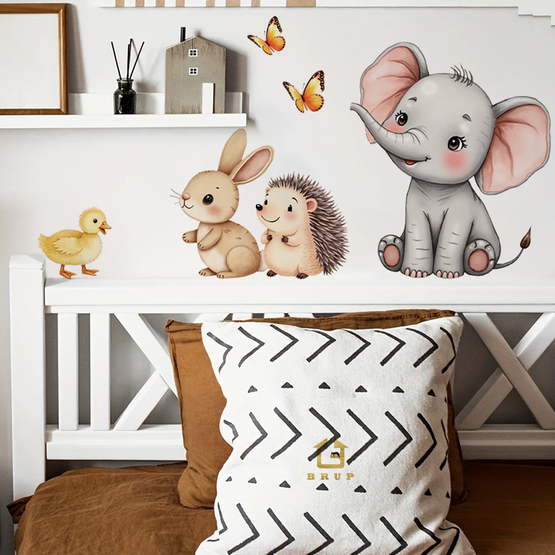 Baby Nursery Labels - Cartoon Animal Wall Sticker - Elephant
