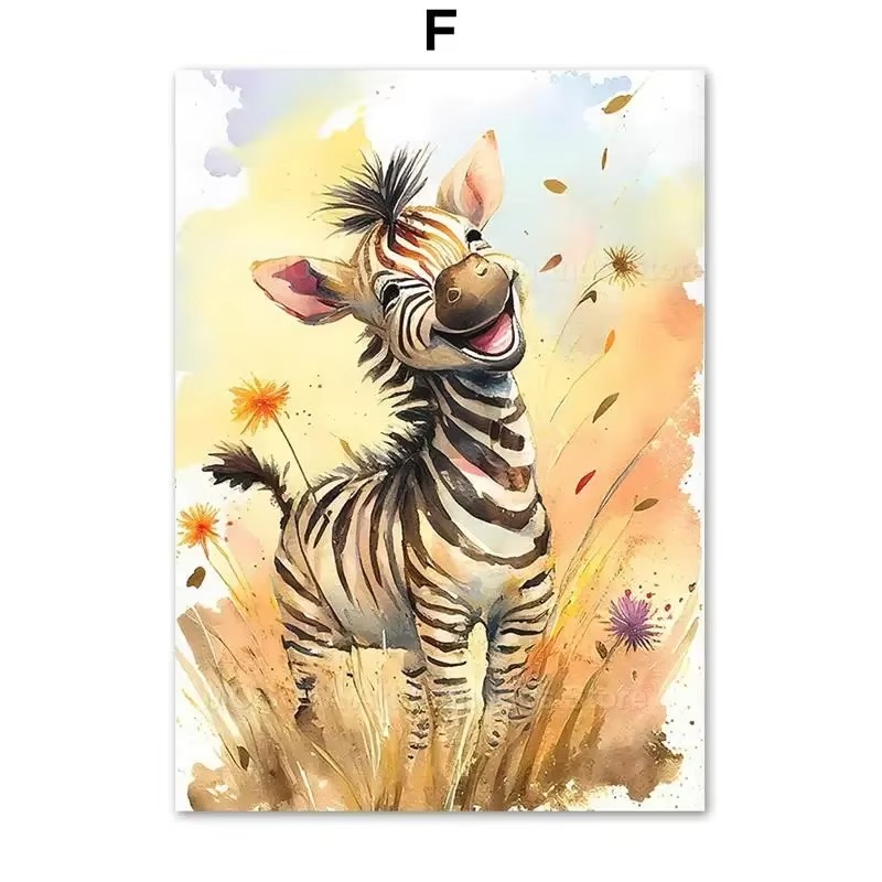 Baby Nursery Animal Prints - Watercolor Lion Giraffe Tiger Elephant Zebra