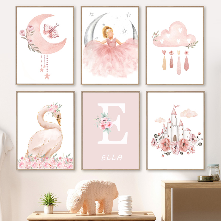 Pink Angel Girl Sun Moon Cloud - огляд і ціна Baby Nursery Animal Prints