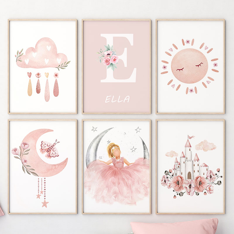 Pink Angel Girl Sun Moon Cloud - огляд і ціна Baby Nursery Animal Prints