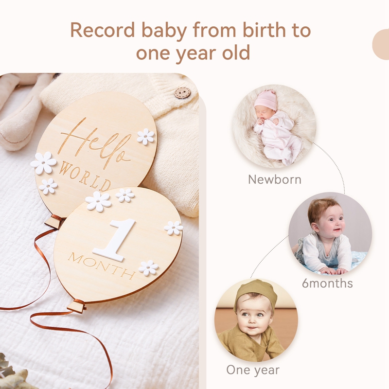 2Pcs Baby Wooden Balloon Miles - огляд і ціна Milestone Card Set