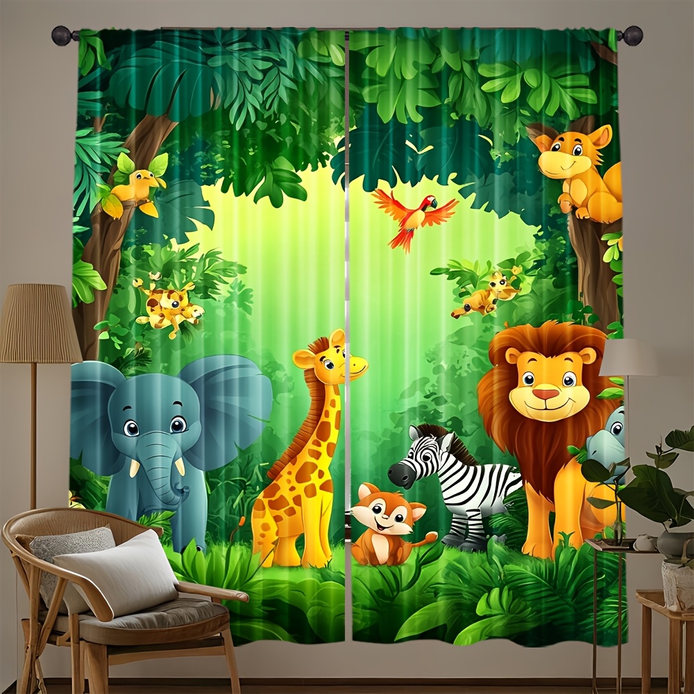 2pcs Cartoon Animal Curtains J - огляд і ціна Baby Nursery Animal Prints