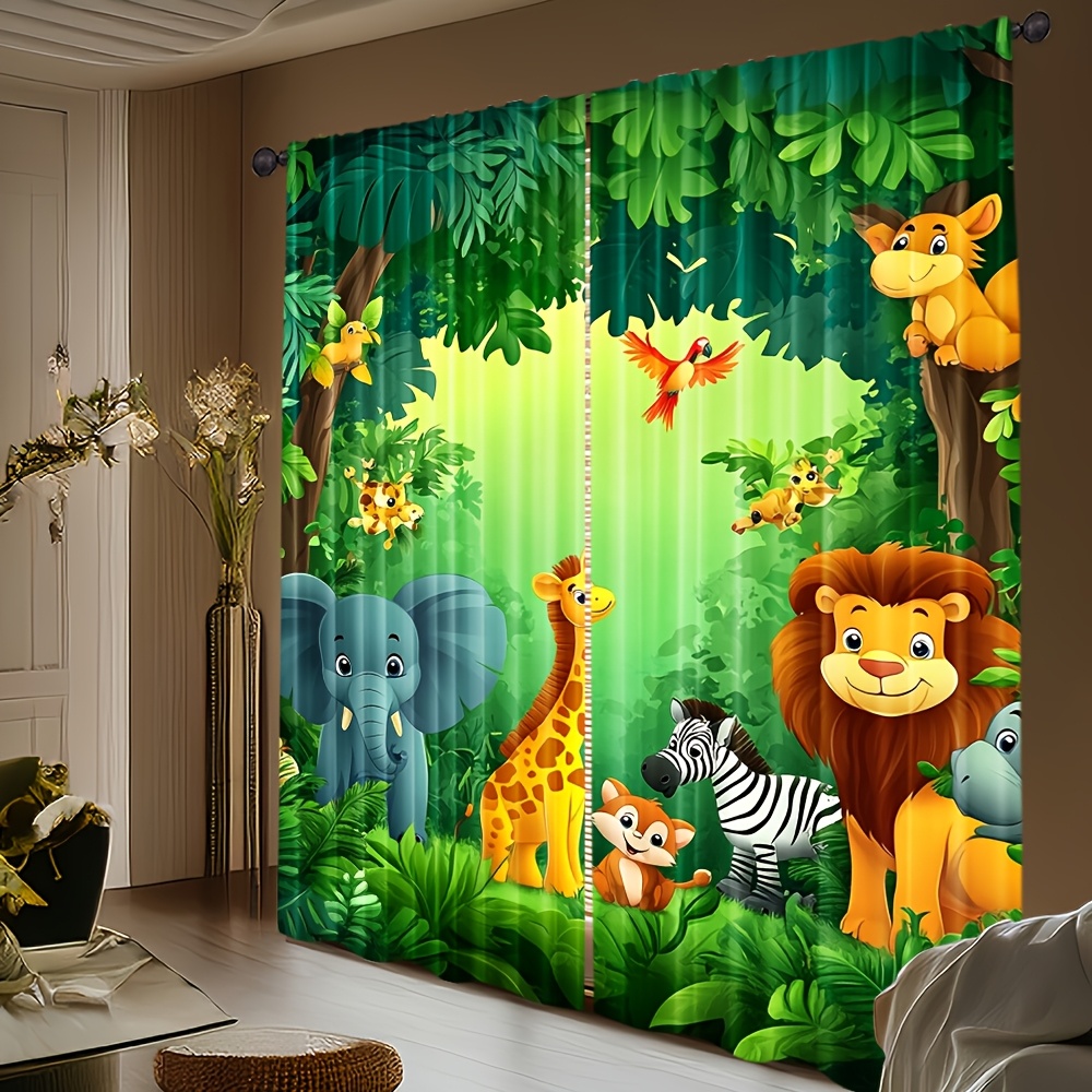 2pcs Cartoon Animal Curtains J - огляд і ціна Baby Nursery Animal Prints