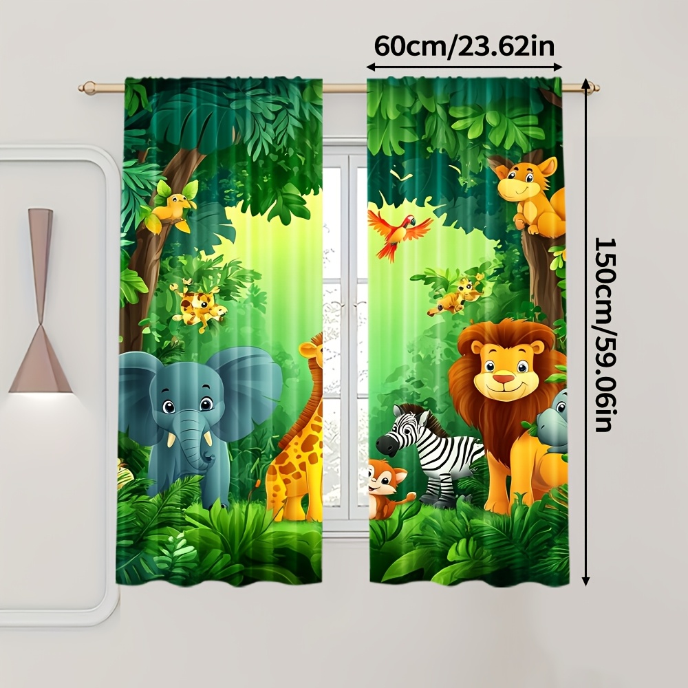2pcs Cartoon Animal Curtains J - огляд і ціна Baby Nursery Animal Prints