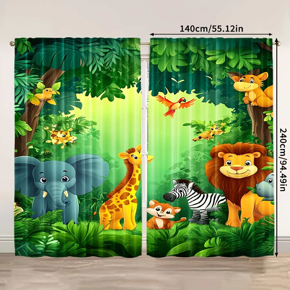 2pcs Cartoon Animal Curtains J - огляд і ціна Baby Nursery Animal Prints