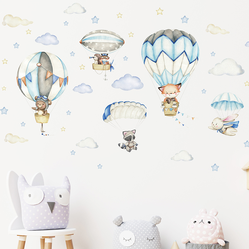Cartoon Cute Animals Hot Air B - огляд і ціна Baby Nursery Labels