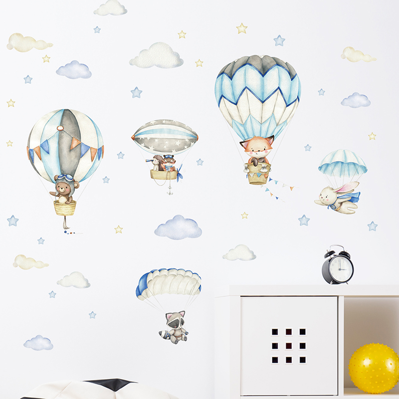 Cartoon Cute Animals Hot Air B - огляд і ціна Baby Nursery Labels