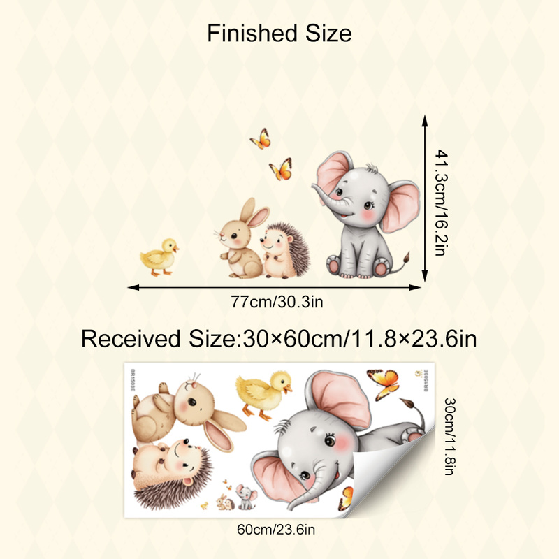 Cartoon Animal Wall Sticker -  - огляд і ціна Baby Nursery Labels