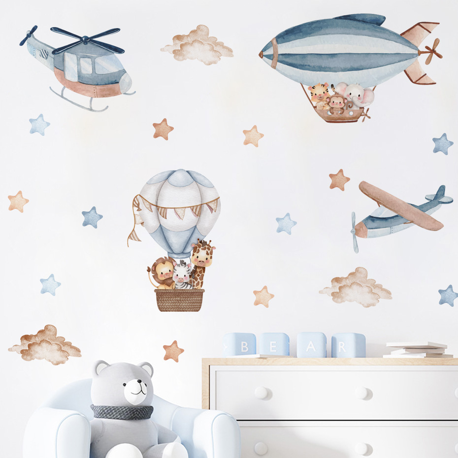 Watercolor Animals Hot Air Bal - огляд і ціна Baby Nursery Labels