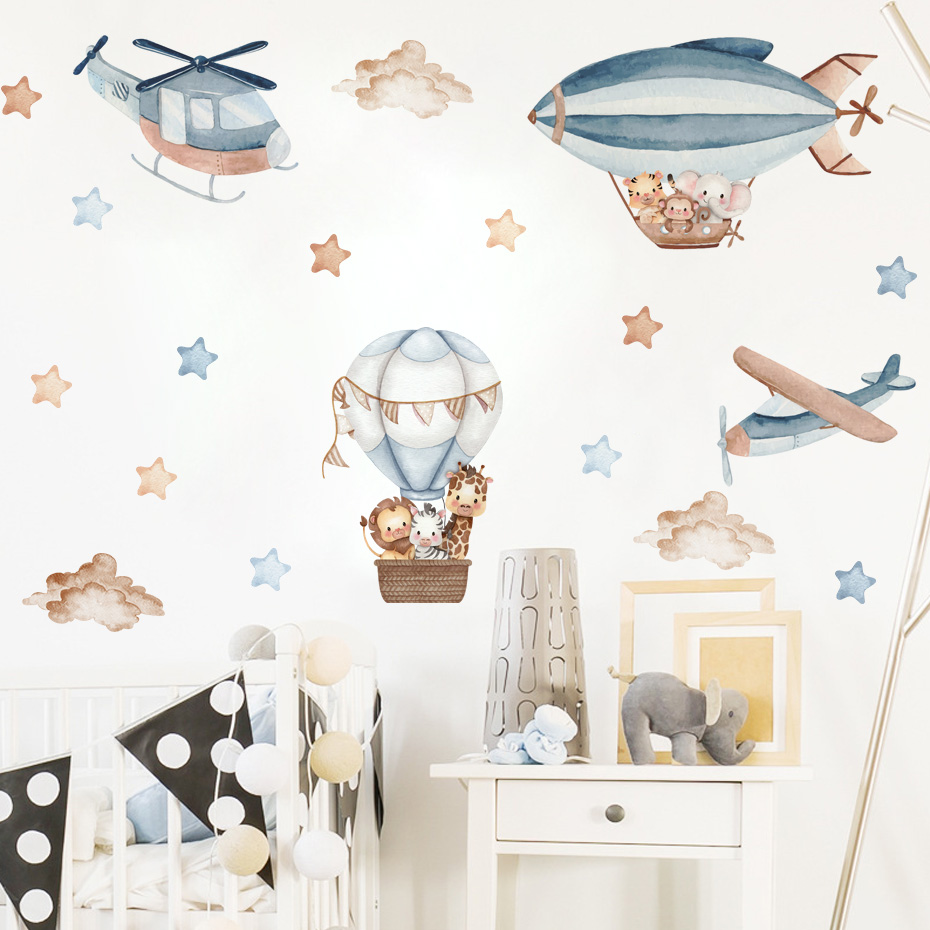 Watercolor Animals Hot Air Bal - огляд і ціна Baby Nursery Labels