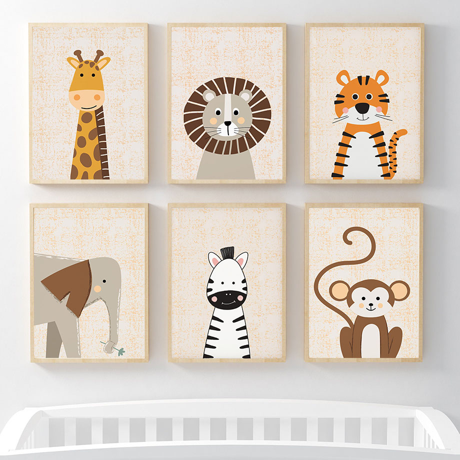 Lion Giraffe Elephant Zebra Mo - огляд і ціна Baby Nursery Animal Prints