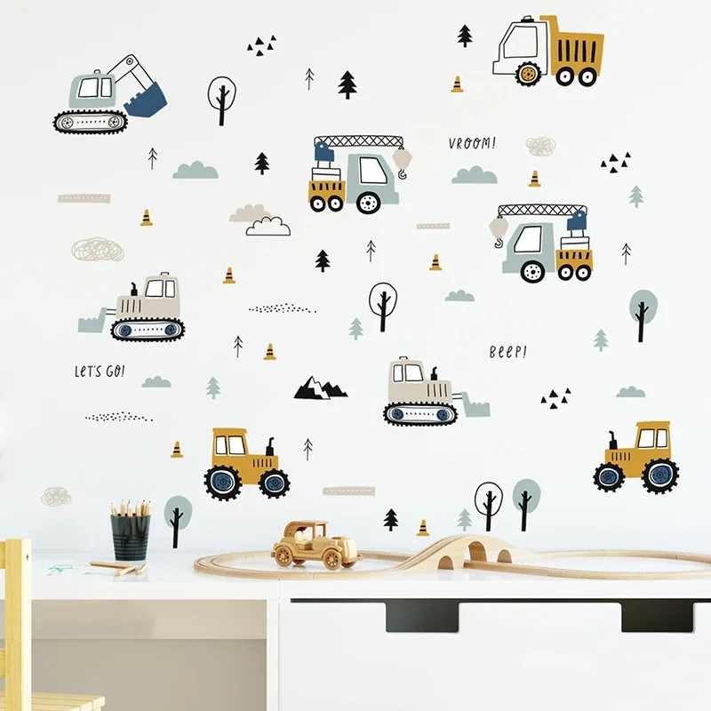 Hand Drawn Cute Cars Cargo Tru - огляд і ціна Baby Nursery Labels