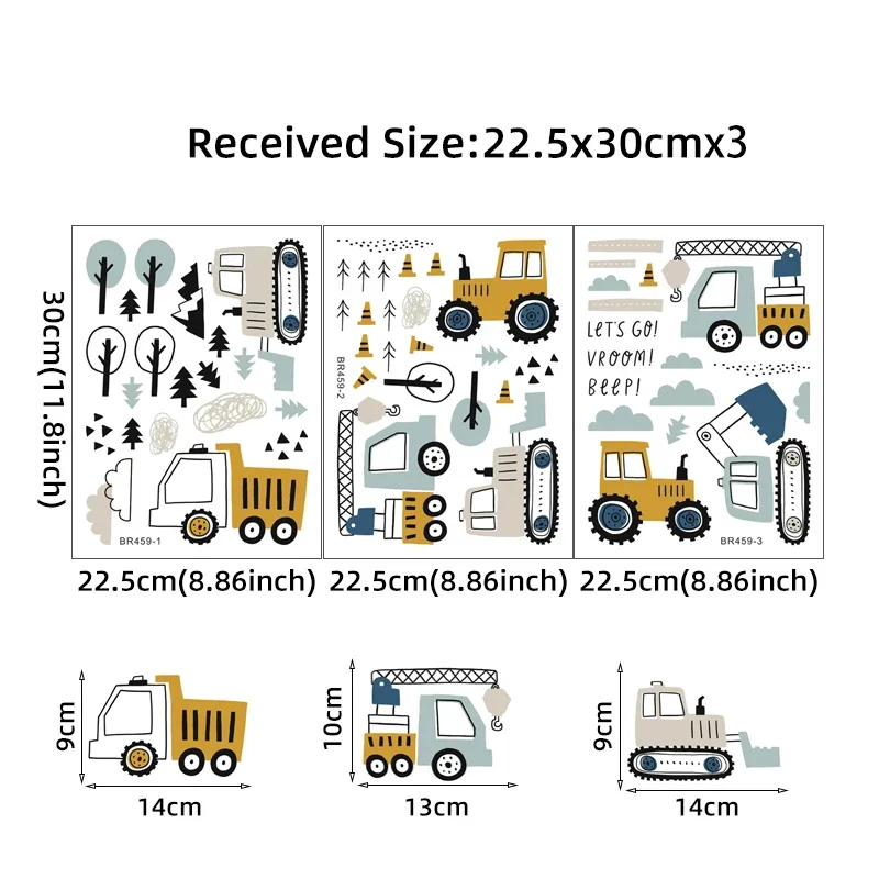 Hand Drawn Cute Cars Cargo Tru - огляд і ціна Baby Nursery Labels