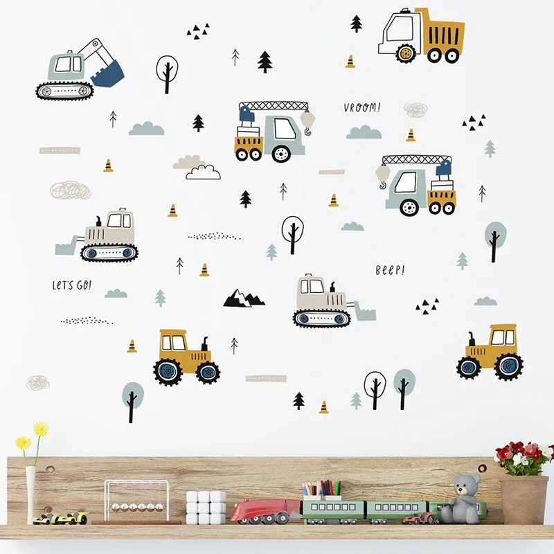 Hand Drawn Cute Cars Cargo Tru - огляд і ціна Baby Nursery Labels