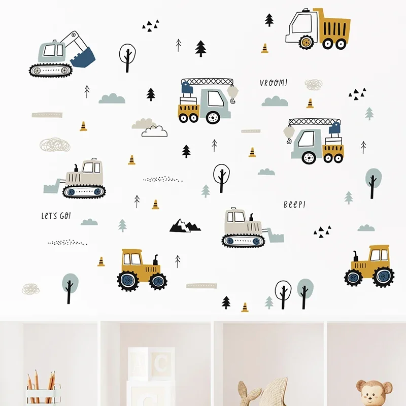 Hand Drawn Cute Cars Cargo Tru - огляд і ціна Baby Nursery Labels
