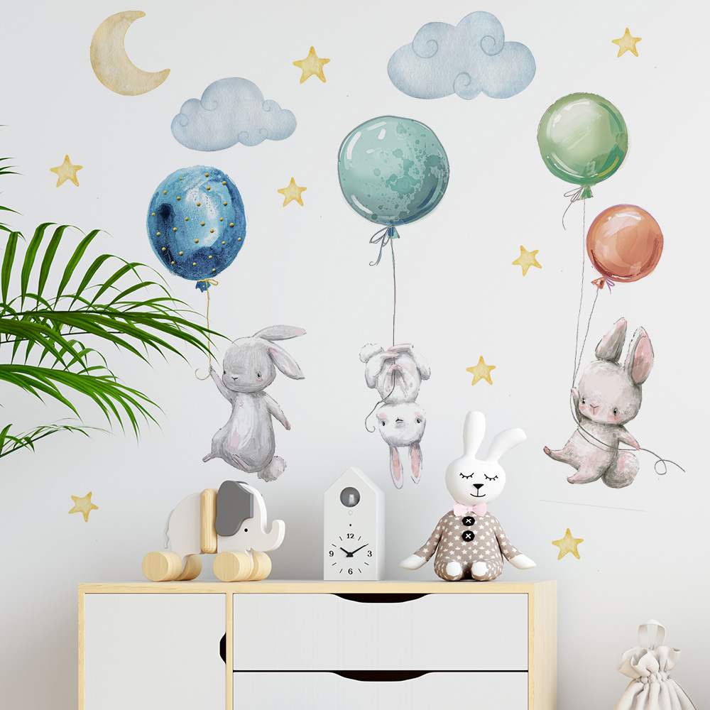 Cute Lovely Flying Rabbits Wal - огляд і ціна Baby Nursery Labels