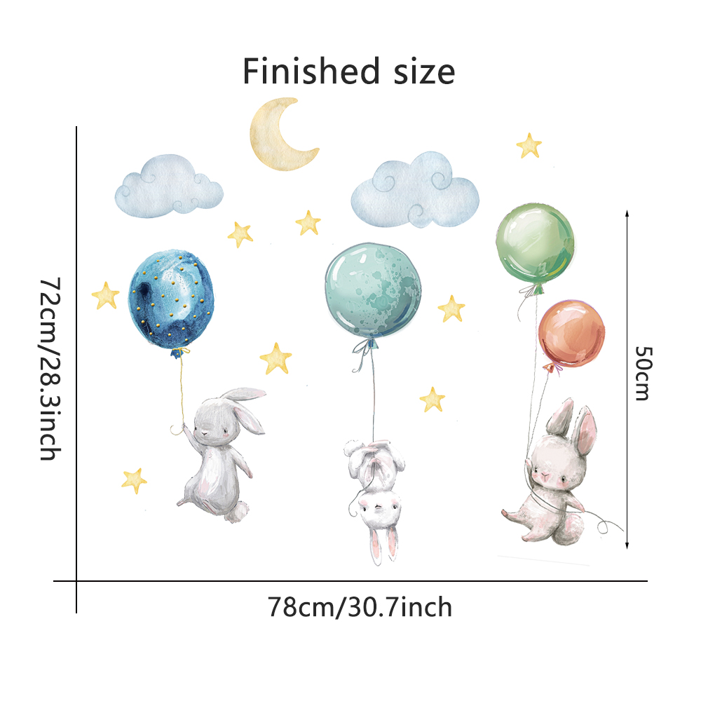 Cute Lovely Flying Rabbits Wal - огляд і ціна Baby Nursery Labels