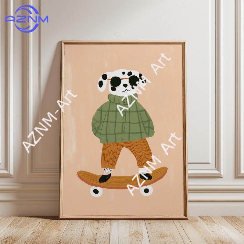 1PC Funny Animal Skateboarding - огляд і ціна Baby Nursery Animal Prints