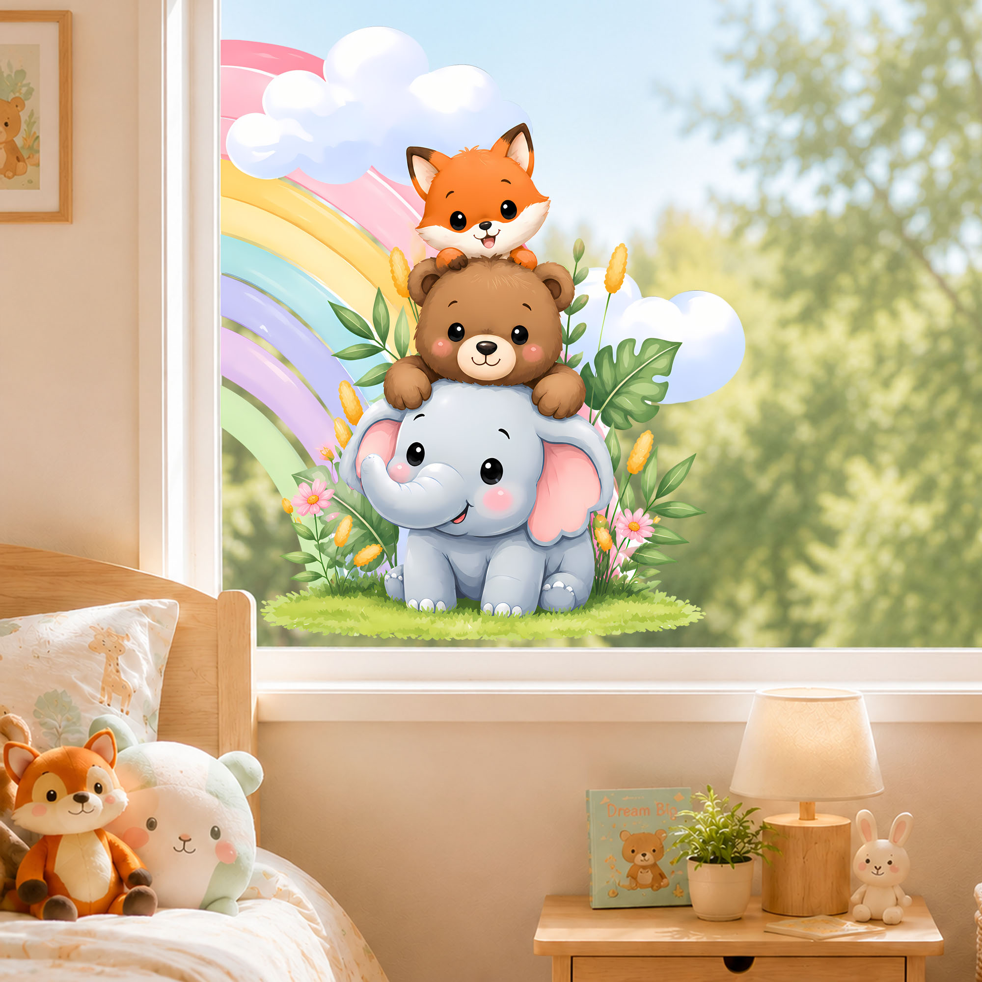 Cute Elephant Bear Fox Window  - огляд і ціна Baby Nursery Labels