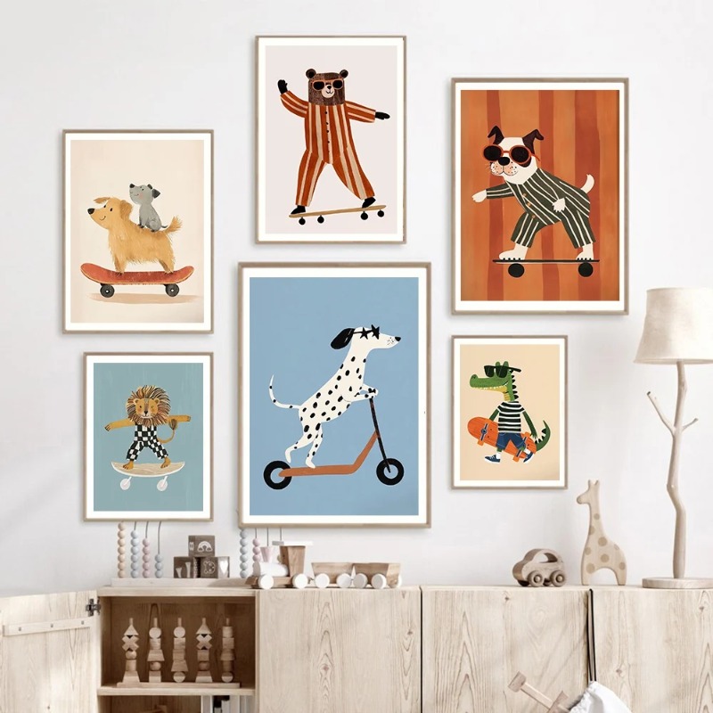 1pc frameless Funny Animals Ra - огляд і ціна Baby Nursery Animal Prints