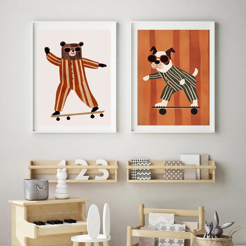 1pc frameless Funny Animals Ra - огляд і ціна Baby Nursery Animal Prints