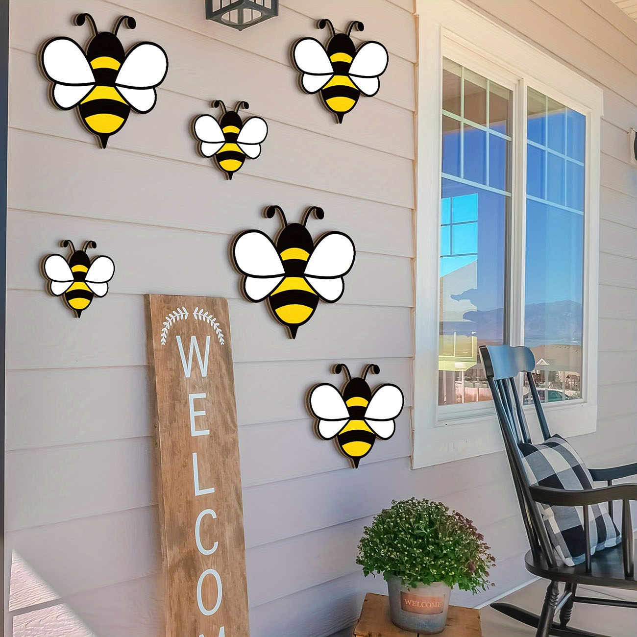6Pcs Cute Bee Wooden Wall Stic - огляд і ціна Baby Nursery Labels