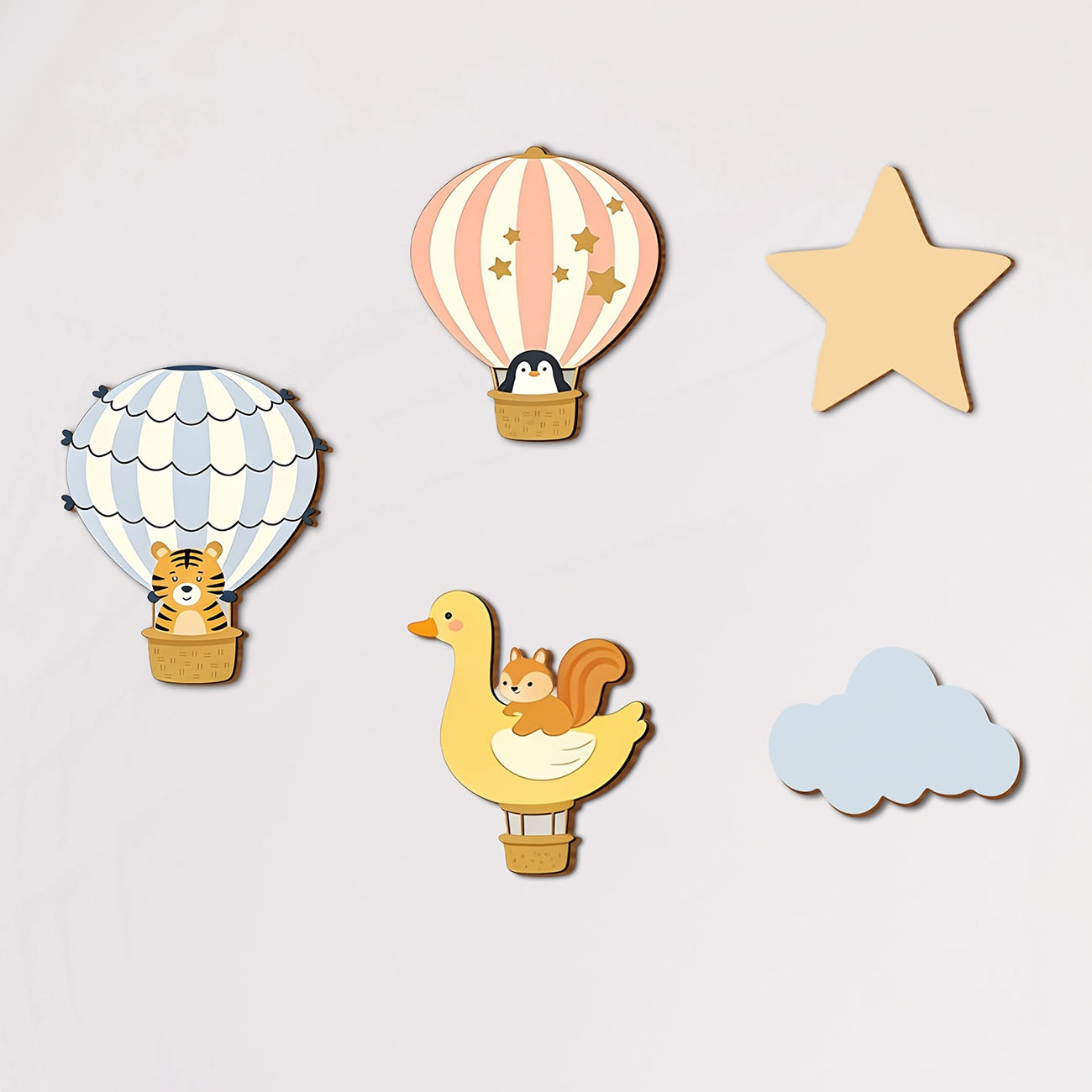 5Pcs Animal Hot Air Balloon Wo - огляд і ціна Baby Nursery Labels