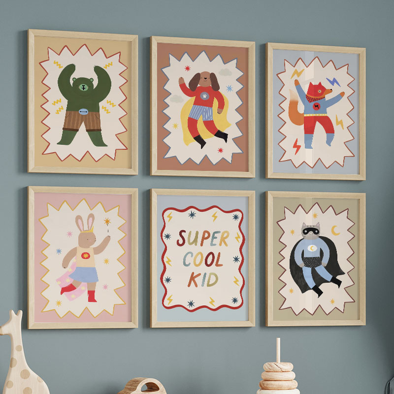 Funny Cartoon Super Cool Kid N - огляд і ціна Baby Nursery Animal Prints