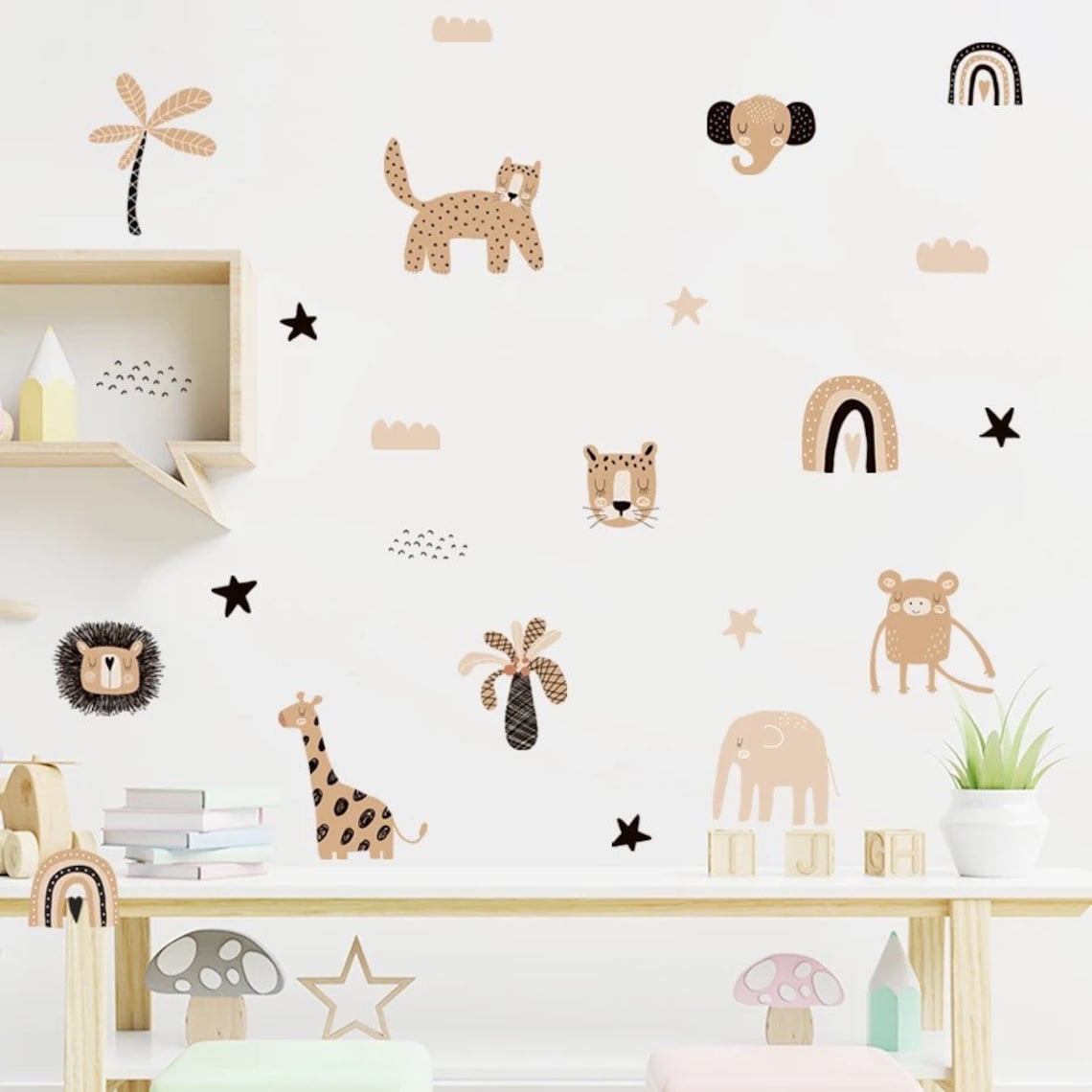 Boho Cartoon Rainbows Star Cut - огляд і ціна Baby Nursery Labels